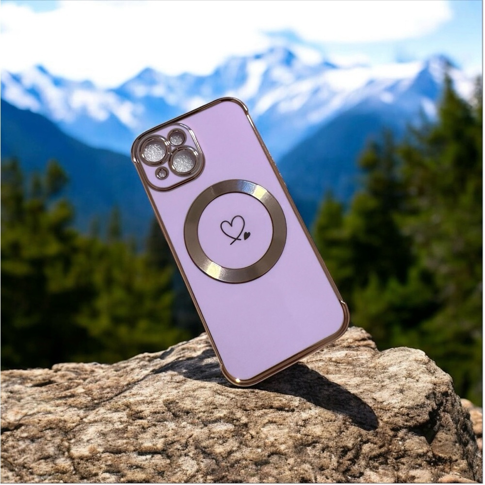 Elegant Heart Design Phone 15 Case - Purple